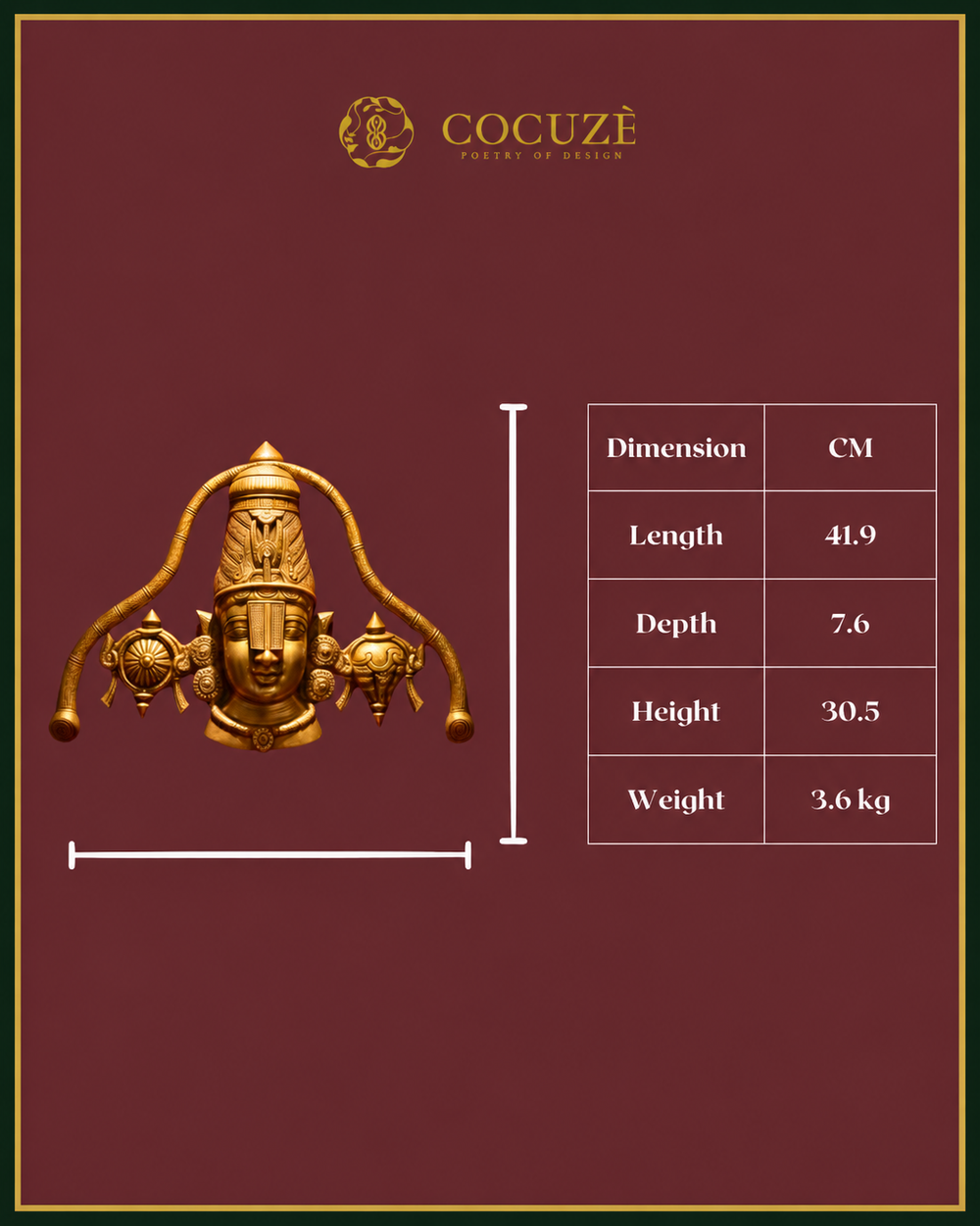Lord  Venkateswara Brass Wall Panel