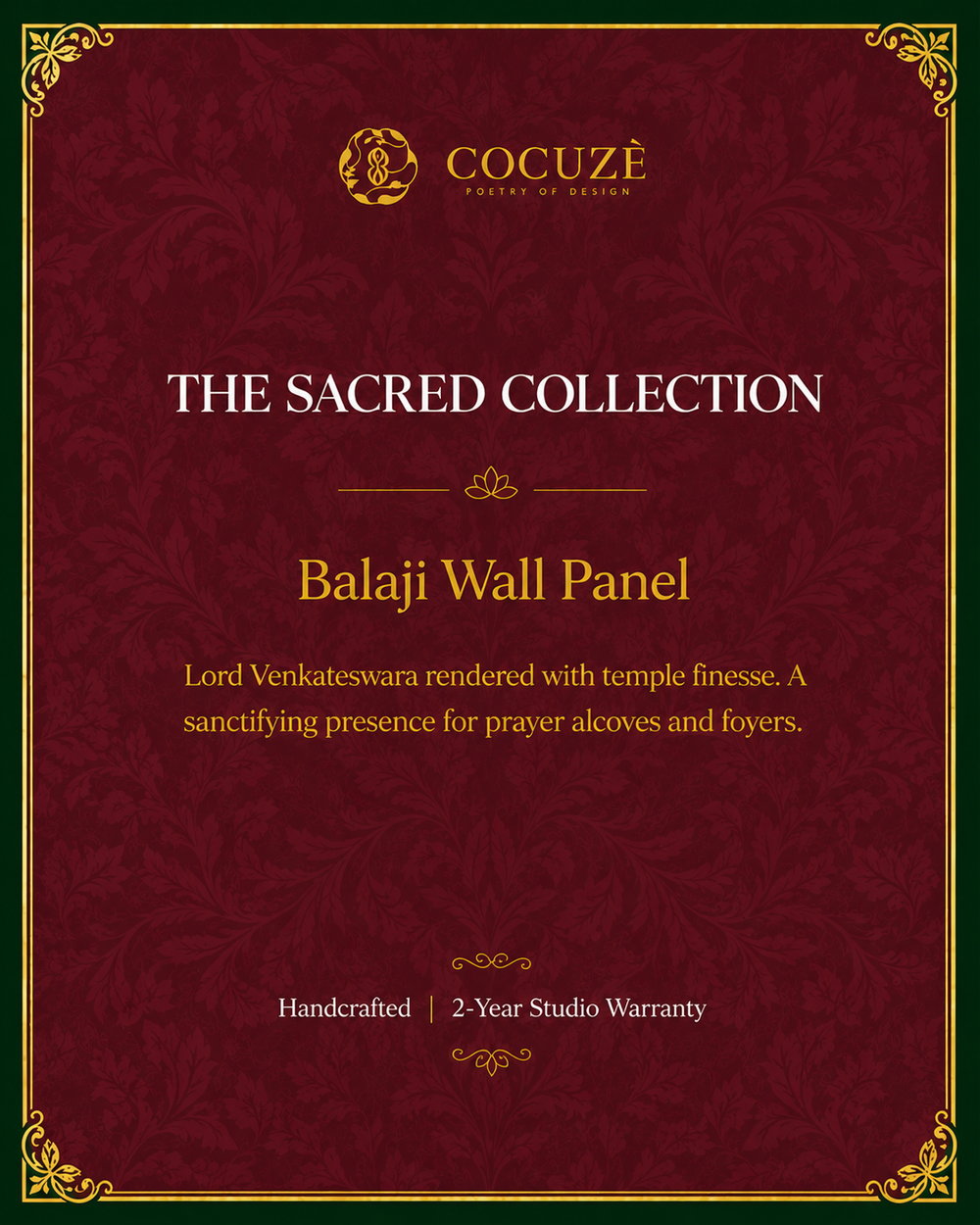 Lord  Venkateswara Brass Wall Panel