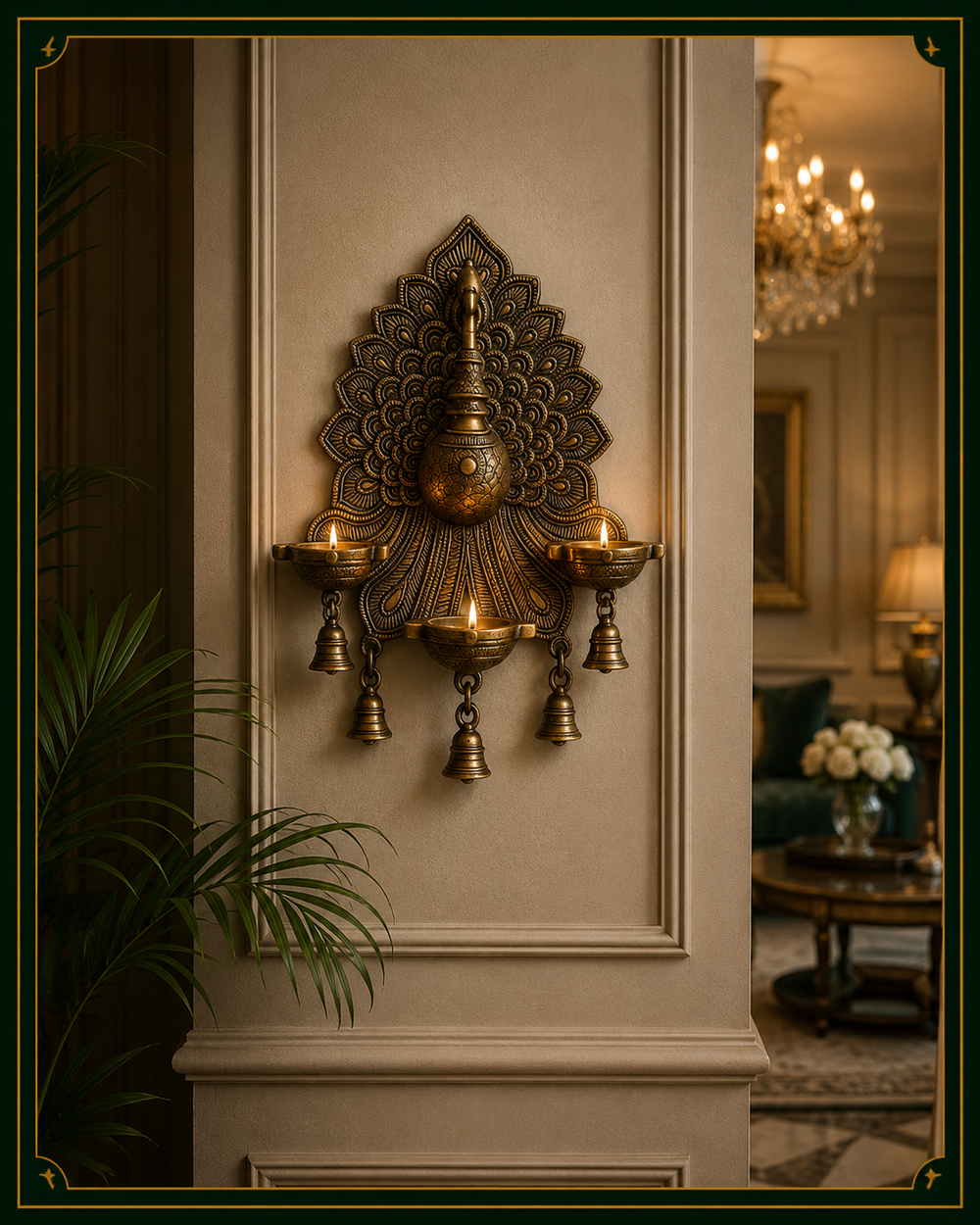 Mayur Jyoti Wall Diyas – Handcrafted Brass Wall Décor for Royal Vibe