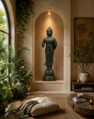 Balinese Bronze Buddha Statue – 48” | Antique Finish