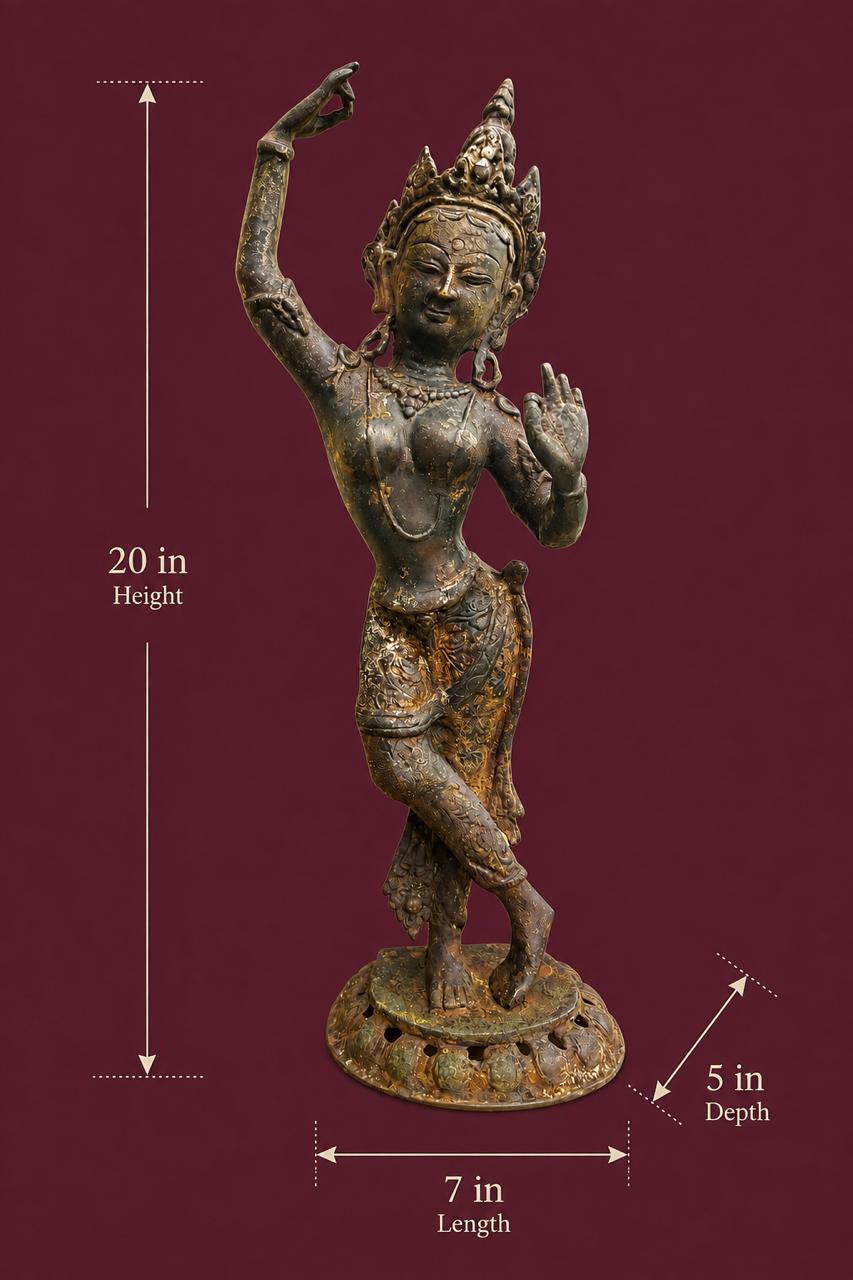Vintage Apsara Sculpture – Celestial Dancer in 20 inches