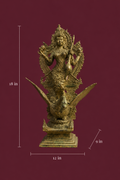 Balinese Bronze Saraswati on Swan Sculpture | 18 - Inch Antique Finish