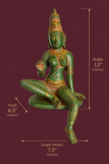 Chola Parvati in Lalitasana 13 Inches in Antique Green (Inspired by Early Chola bronzes of Parvati, circa 1000 A.D.)