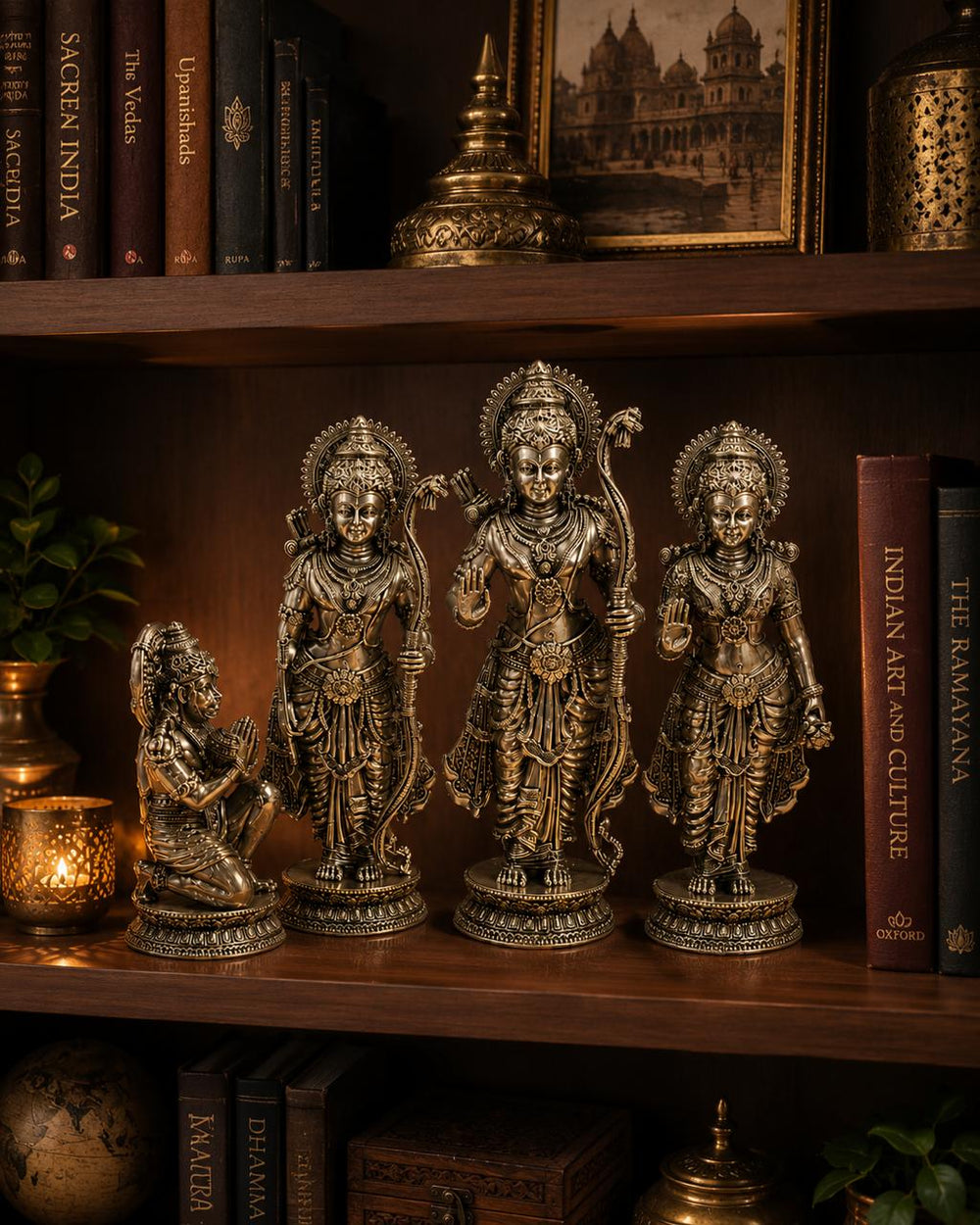 Ram Darbar in Antique Silver Finish | Heirloom Devotional Sculpture Set