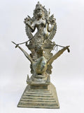 Balinese Bronze Saraswati on Swan Sculpture | 18 - Inch Antique Finish