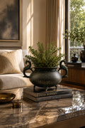 Vintage Peacock-Handled Heritage Brass Urn
