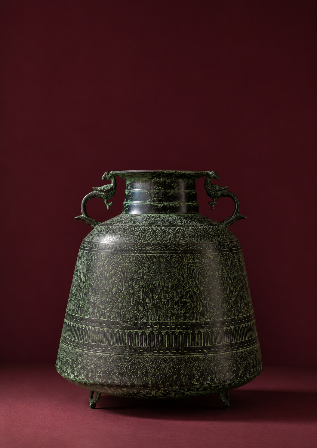 Verdigris Etched Brass Heritage Vessel