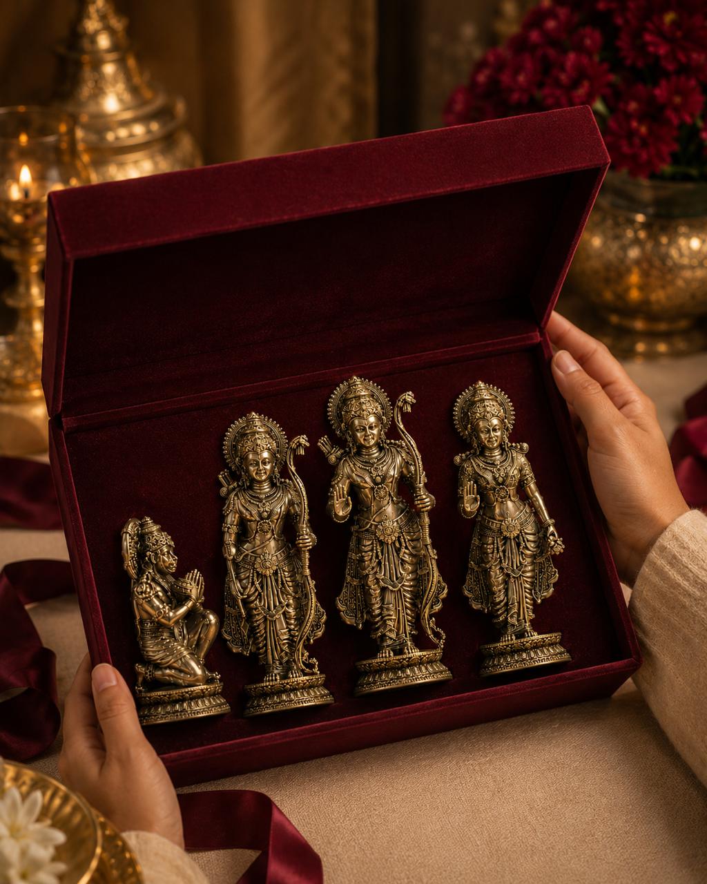 Ram Darbar in Antique Silver Finish | Heirloom Devotional Sculpture Set