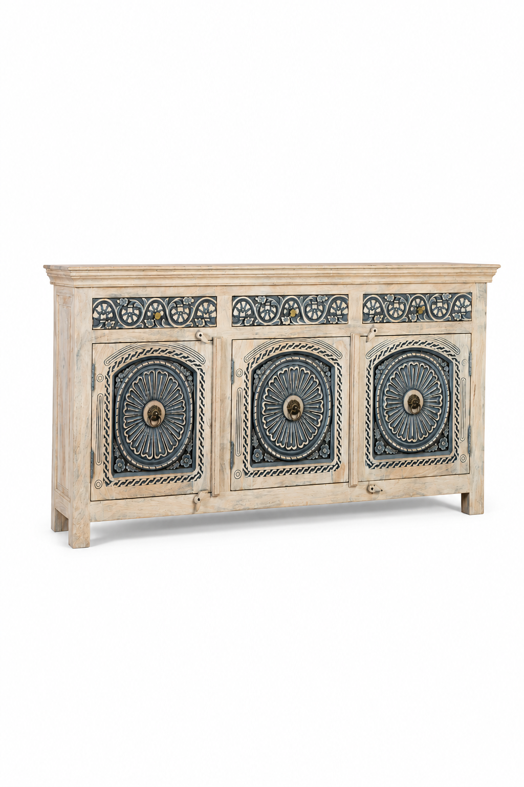 Aria Handcrafted Carved Wooden Console Sideboard