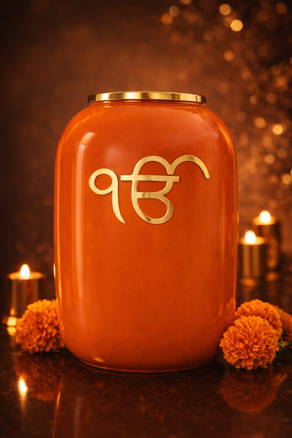 Enameled Ek Onkar Blessing Vase in Metal