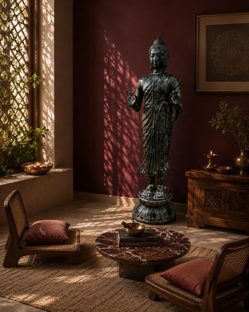 Balinese Bronze Buddha Statue – 48” | Antique Finish