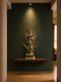 Balinese Bronze Saraswati on Swan Sculpture | 18 - Inch Antique Finish