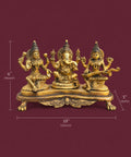 Antique Brass Ganesha, Lakshmi & Saraswati Idol – Golden Finish