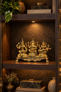 Antique Brass Ganesha, Lakshmi & Saraswati Idol – Golden Finish
