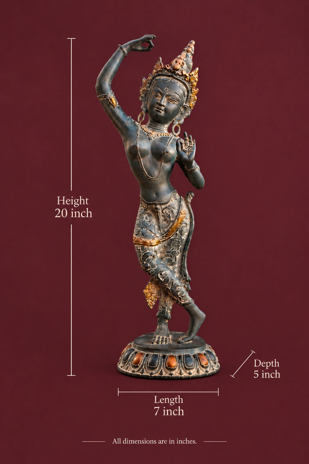 Apsara in Blue-Grey Patina (20 inches)