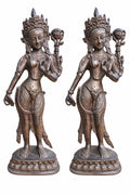The Apsara Pair - Vintage Brass Sculptures