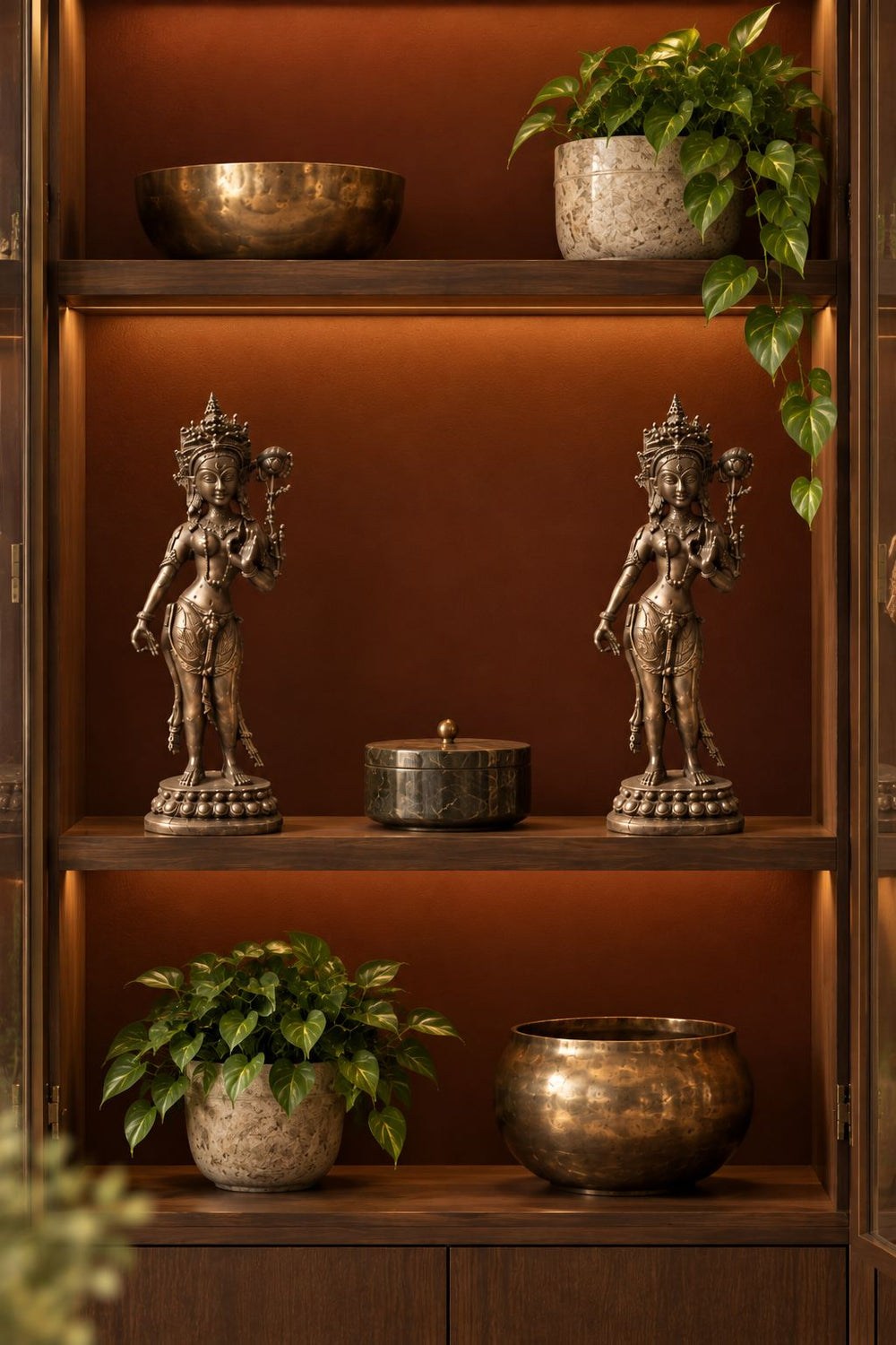 The Apsara Pair - Vintage Brass Sculptures