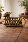 Dhokra Brass Nandi with Colourful Jali Work
