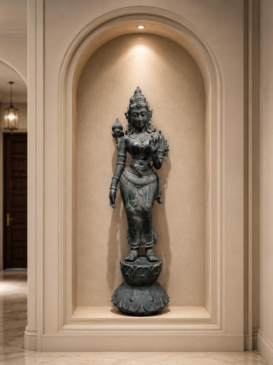 Goddess Shakti Balinese Sculpture in Bronze | 43-Inch Antique Finish Goddess Statue