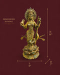 Balinese Bronze Goddess Saraswati Sculpture | 14-Inch Antique Finish
