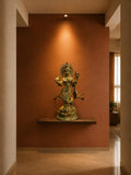 Balinese Bronze Goddess Saraswati Sculpture | 14-Inch Antique Finish
