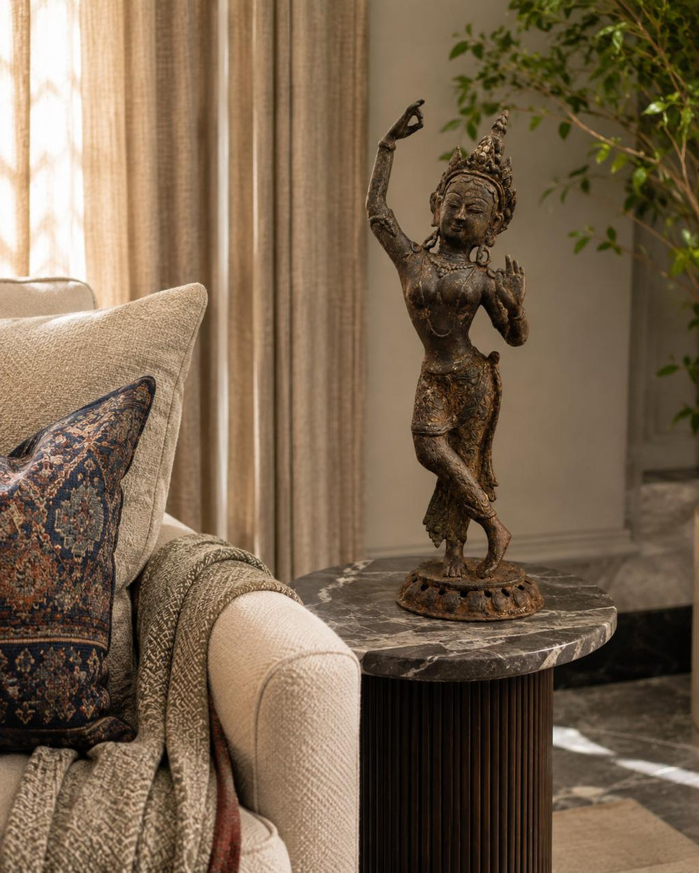 Vintage Apsara Sculpture – Celestial Dancer in 20 inches