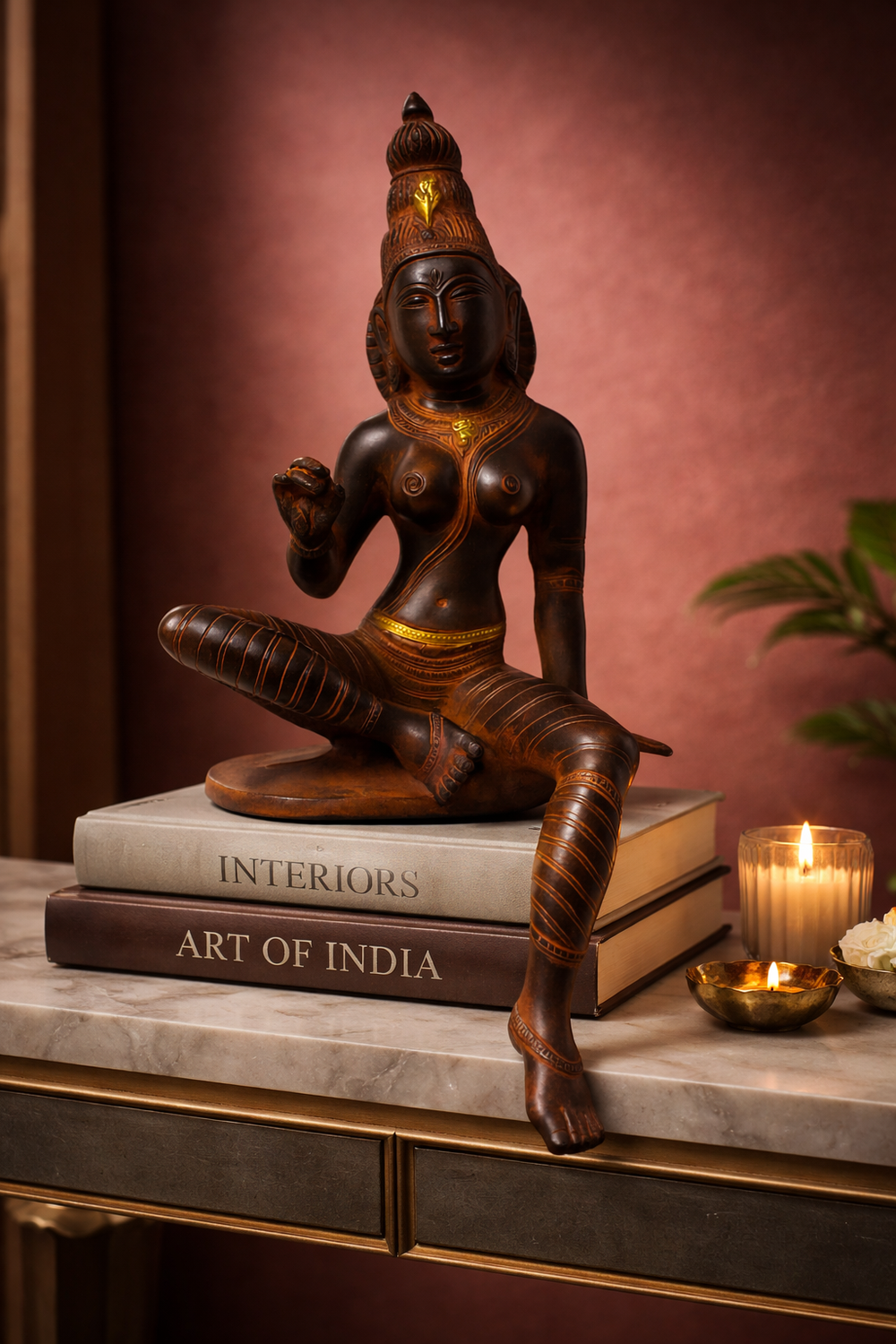 Chola Parvati in Lalitasana – Antique Red (Inspired by Early Chola bronzes of Parvati, circa 1000 A.D.)