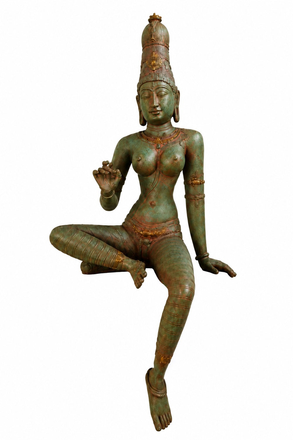 Chola Parvati in 20 inch in Lalitasana –(Inspired by Early Chola bronzes of Parvati, circa 1000 A.D.)