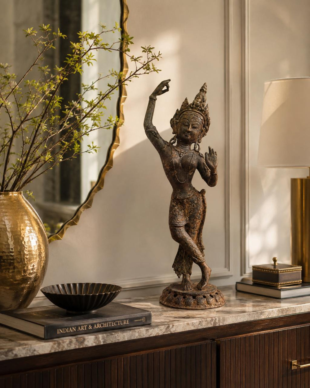 Vintage Apsara Sculpture – Celestial Dancer in 20 inches