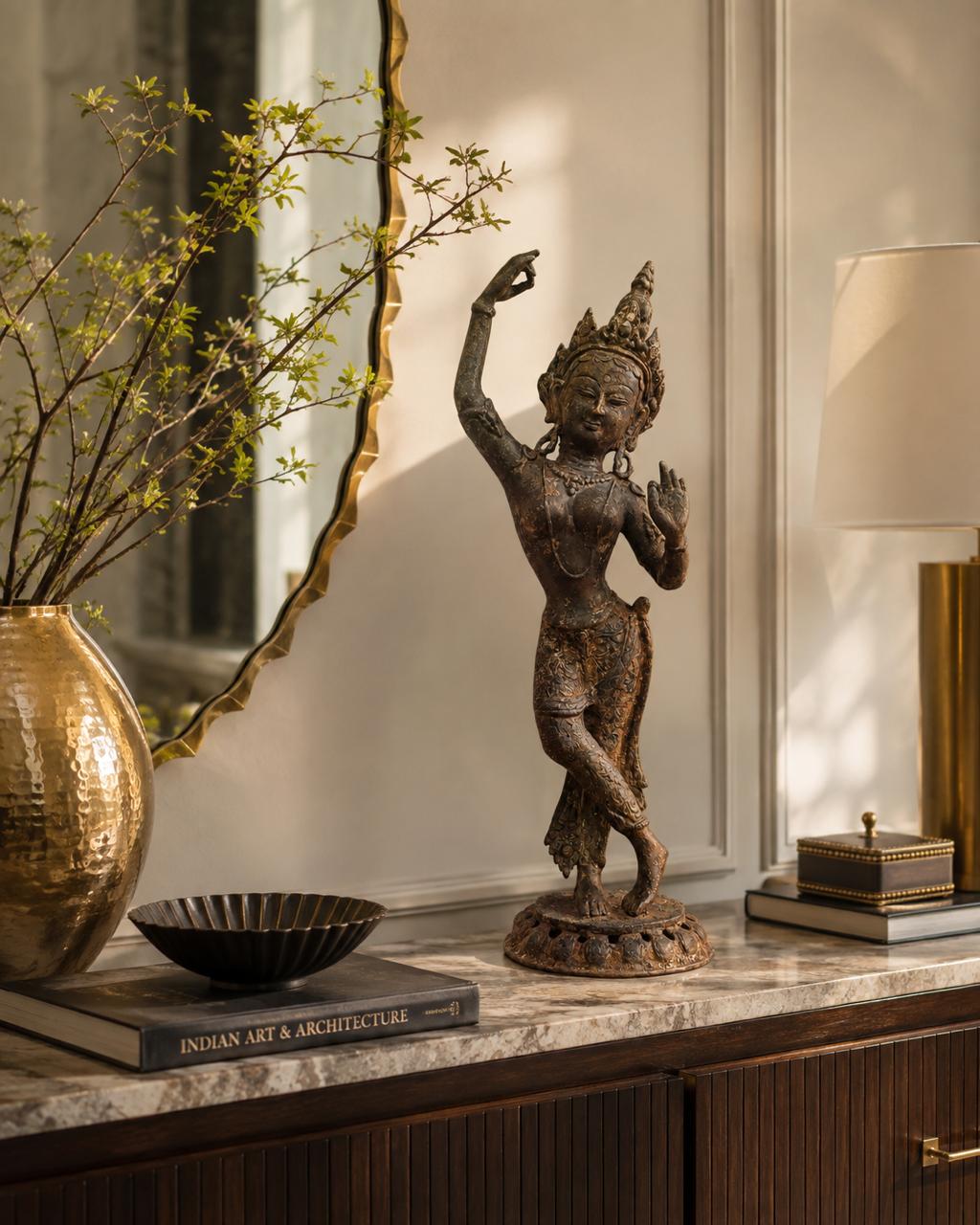 Vintage Apsara Sculpture – Celestial Dancer in 20 inches