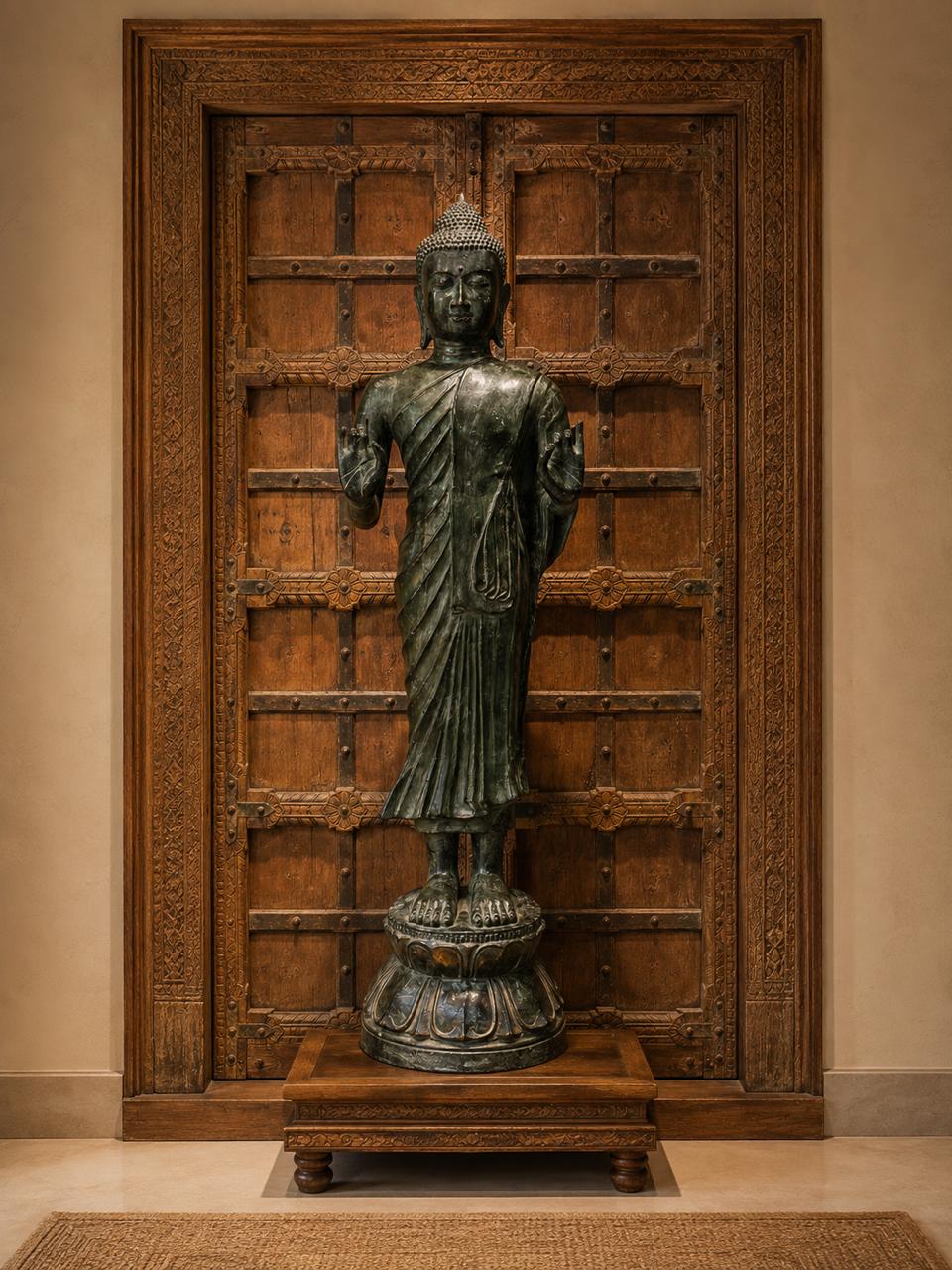 Balinese Bronze Buddha Statue – 48” | Antique Finish