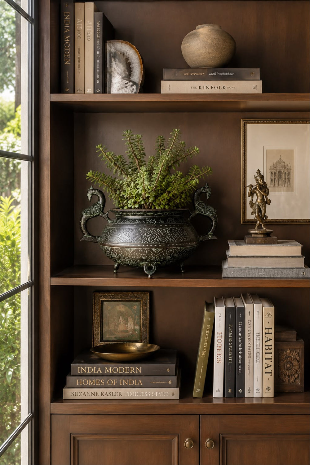 Vintage Peacock-Handled Heritage Brass Urn