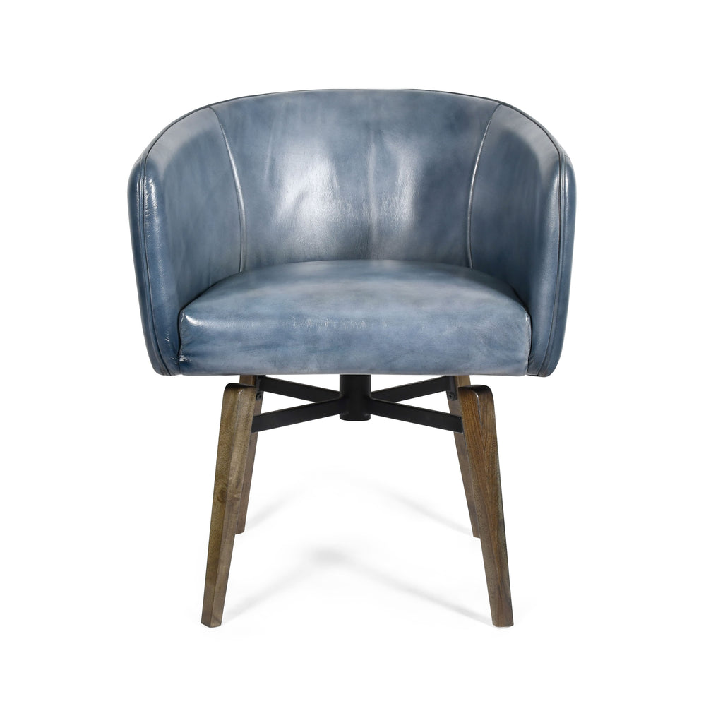 Morbido Genuine Leather Wooden Dining Chair