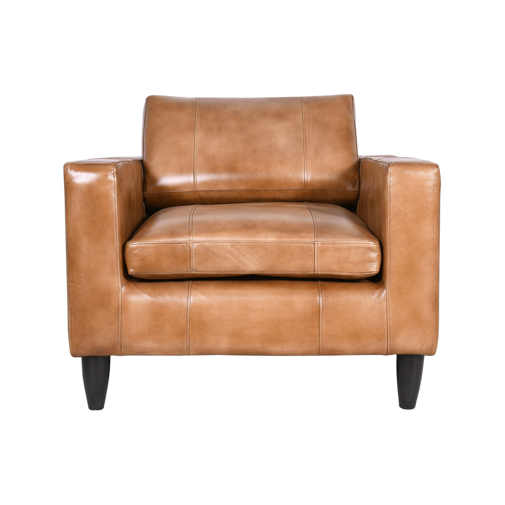 Ember Lounge Genuine Leather Mid-Century Single Seater Sofa