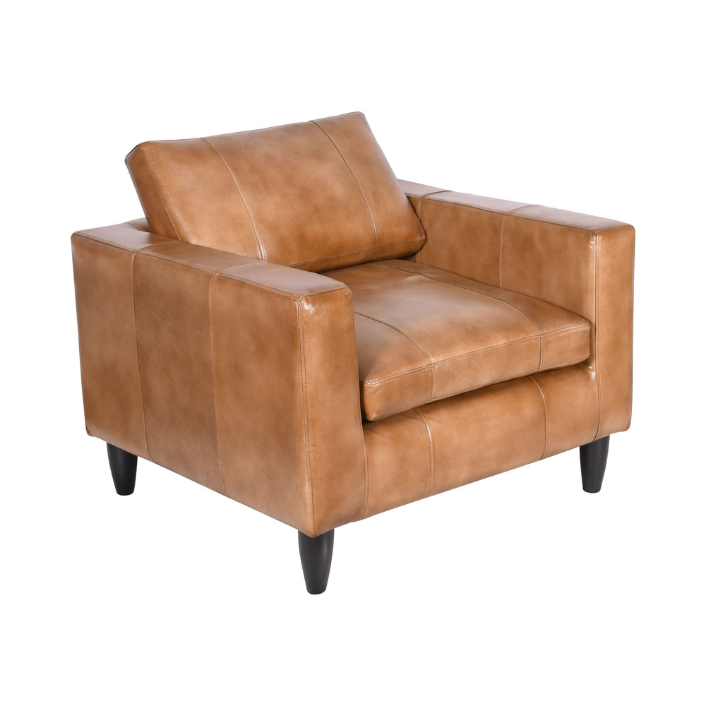 Ember Lounge Genuine Leather Mid-Century Single Seater Sofa