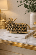 Dhokra Brass Nandi with Golden Jali Work