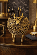 Dhokra Brass Standing Bull Accessory Holder
