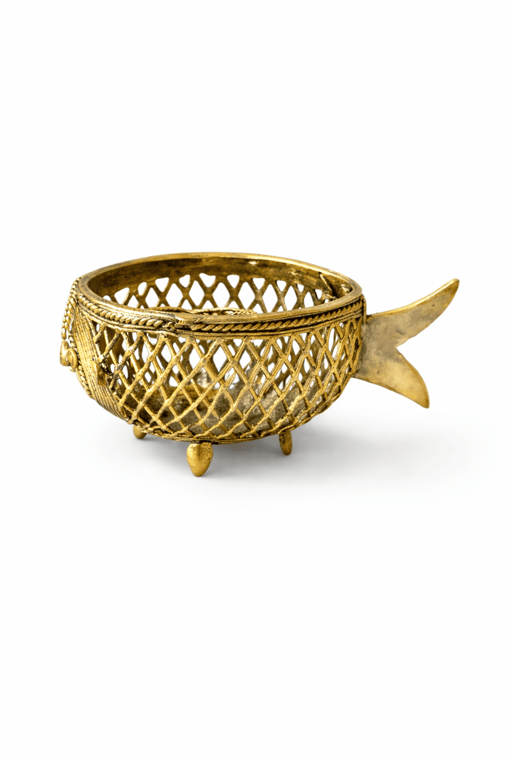 Dhokra Brass Fish Accessory Holder