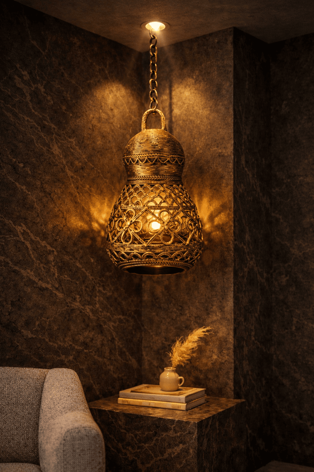 Dhokra Brass Pendant Light Shade