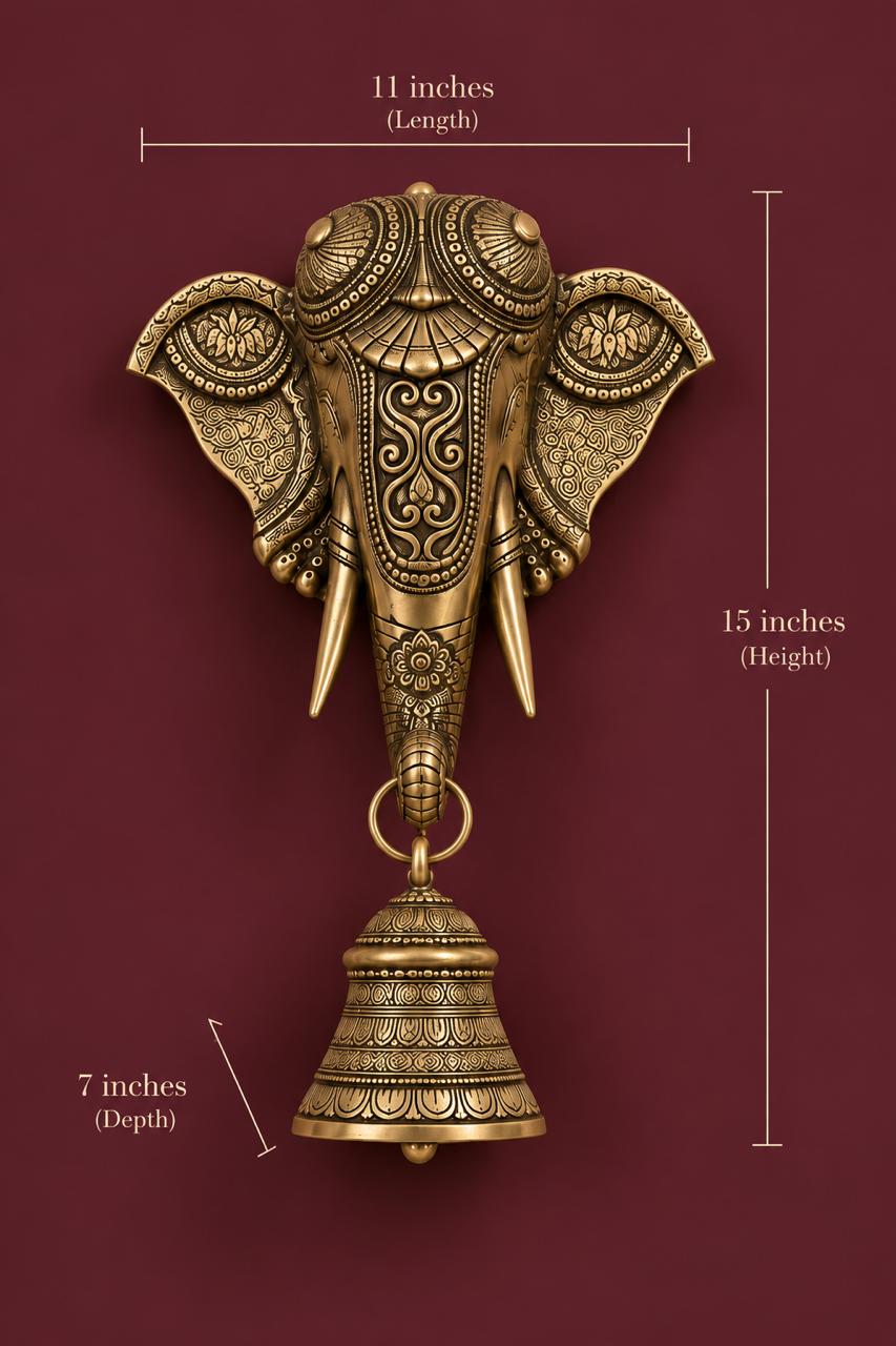 Ornate Brass Elephant Wall Bell