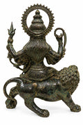 Maa Durga on Lion | Indonesian Bronze Sculpture in 13.5 Inches