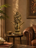 Balinese Bronze Saraswati on Swan Sculpture | 18 - Inch Antique Finish