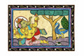 Ganesha in Repose with Peacock Pattachitra Painting (Unframed)