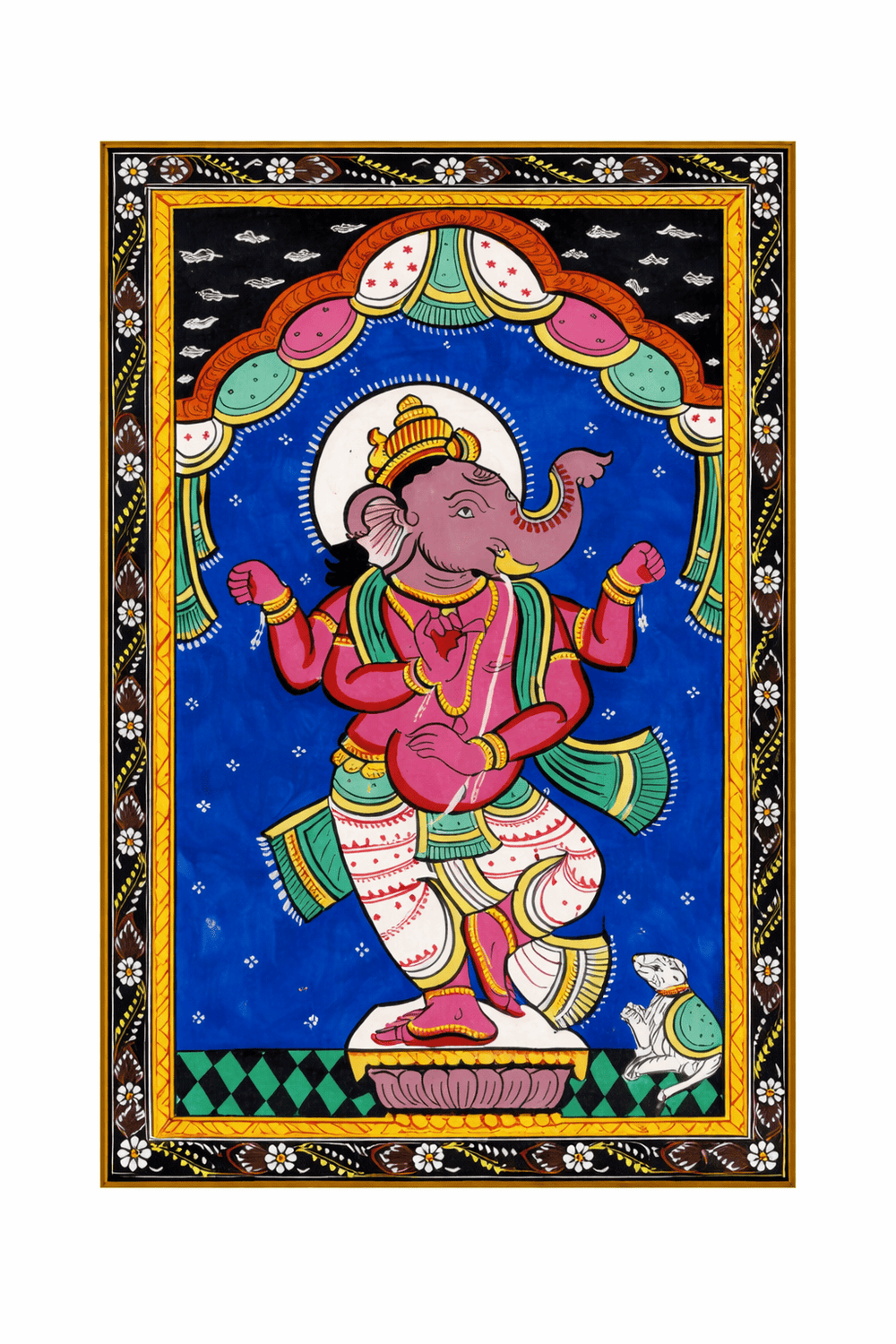 Lord Ganesha in Nritya Mudra - Pattachitra Painting (Unframed)