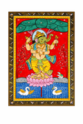 Lord Ganesha on Lotus Pattachitra Painting (Unframed)