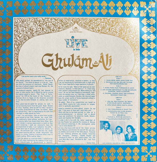 Live in India - Ghulam Ali - Double LP