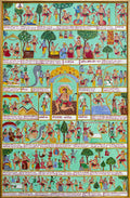 Shree Hanuman Chalisa Phad Painting (Original Art by a National Awardee Artist)- Framed