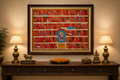 Shree Hanuman Chalisa Phad Painting in Kesari Background - Unframed (Original by a National Awardee)