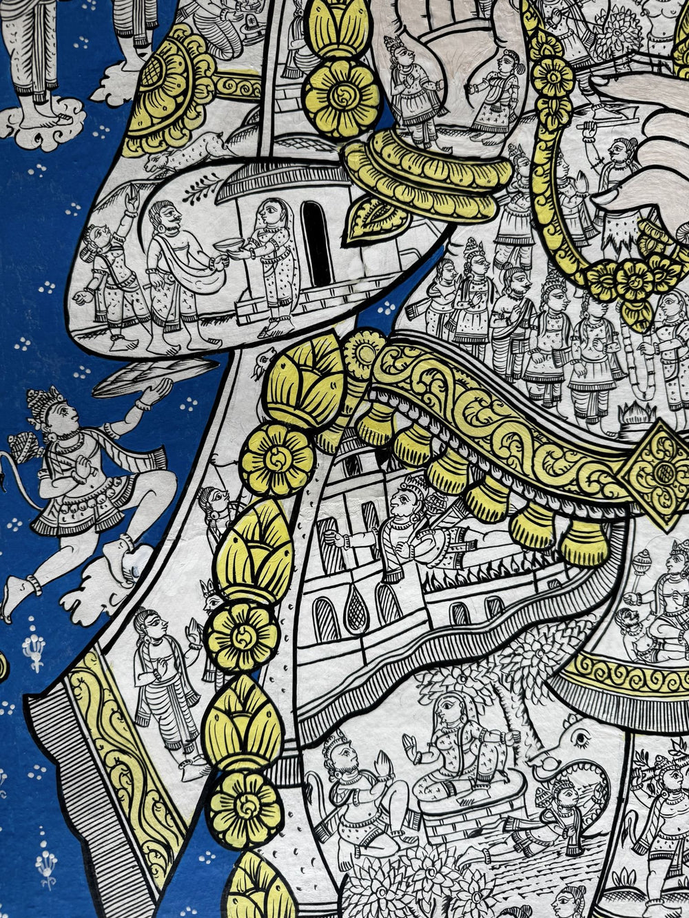 Sundar Kand - Hanuman Ji in Pattachitra Painting by a National Awardee (Unframed)