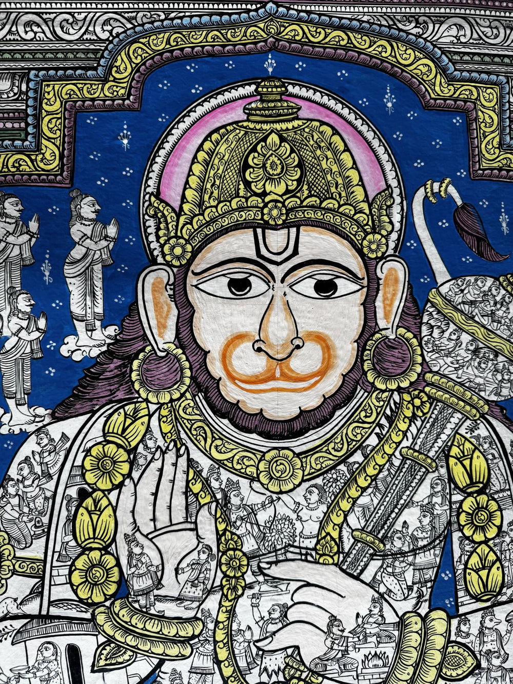 Sundar Kand - Hanuman Ji in Pattachitra Painting by a National Awardee (Unframed)